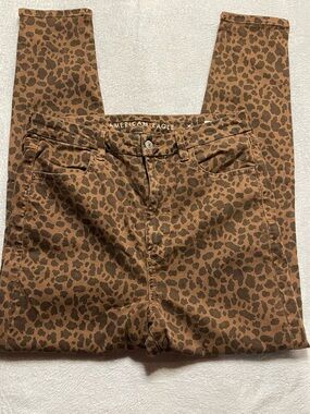 American Eagle Outfitters Brown Leopard Print High-Rise Skinny Jeans